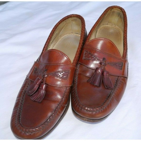 Allen Edmonds Shoes Maxfield Brown Mens 9.5 D Leather USA Tassel Loafers READ main image 7